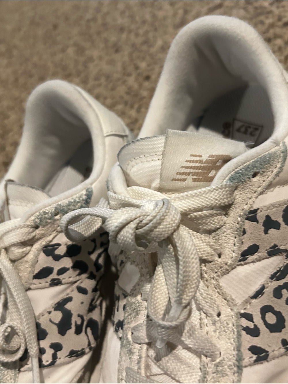 Women’s New Balance White Leopard-Print Casual Sneakers - Picture 5 of 6